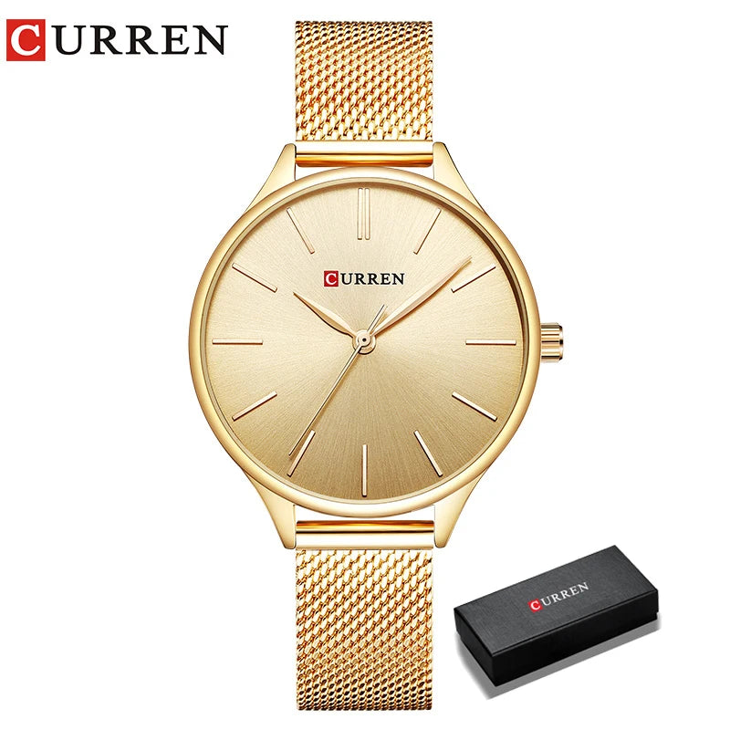 CURREN Women’s Luxury Quartz Watch – Stainless Steel Mesh Strap
