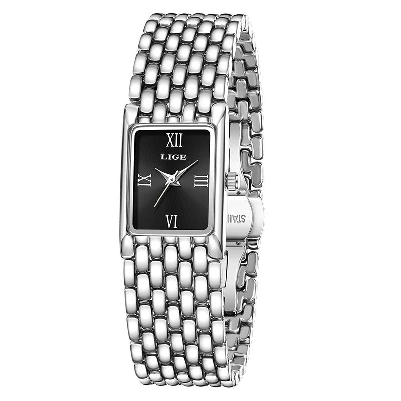 LIGE 2025 Women’s Gold Quartz Watch – Stainless Steel Bracelet