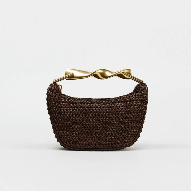Summer Half-Moon Straw Shoulder Bag
