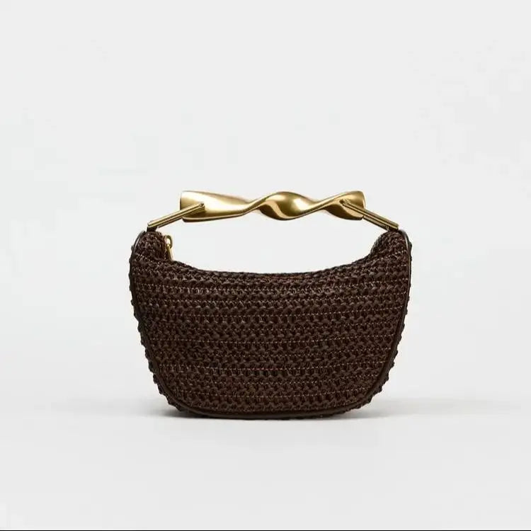 Summer Half-Moon Straw Shoulder Bag