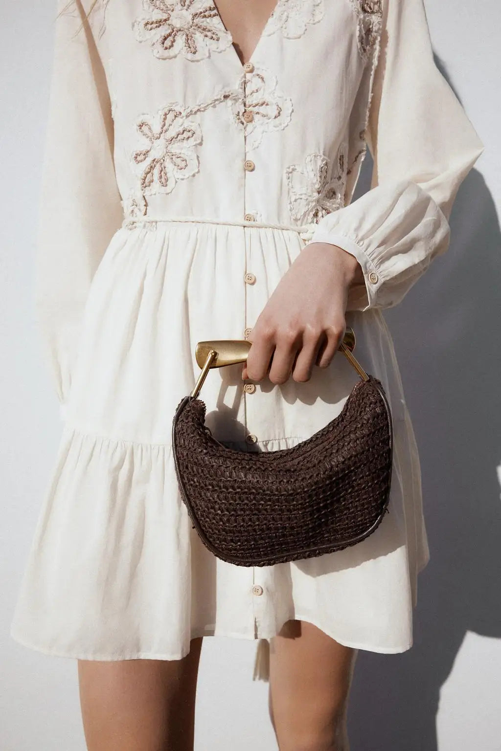 Summer Half-Moon Straw Shoulder Bag