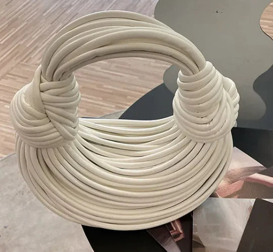 Women’s Luxury Handwoven Gold Handbag – Designer Rope Noodle Bag 2025