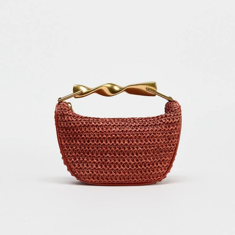 Summer Half-Moon Straw Shoulder Bag