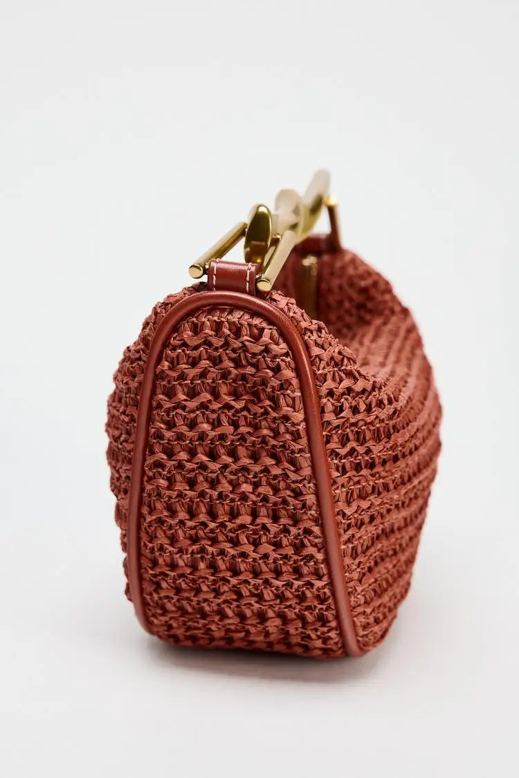 Summer Half-Moon Straw Shoulder Bag