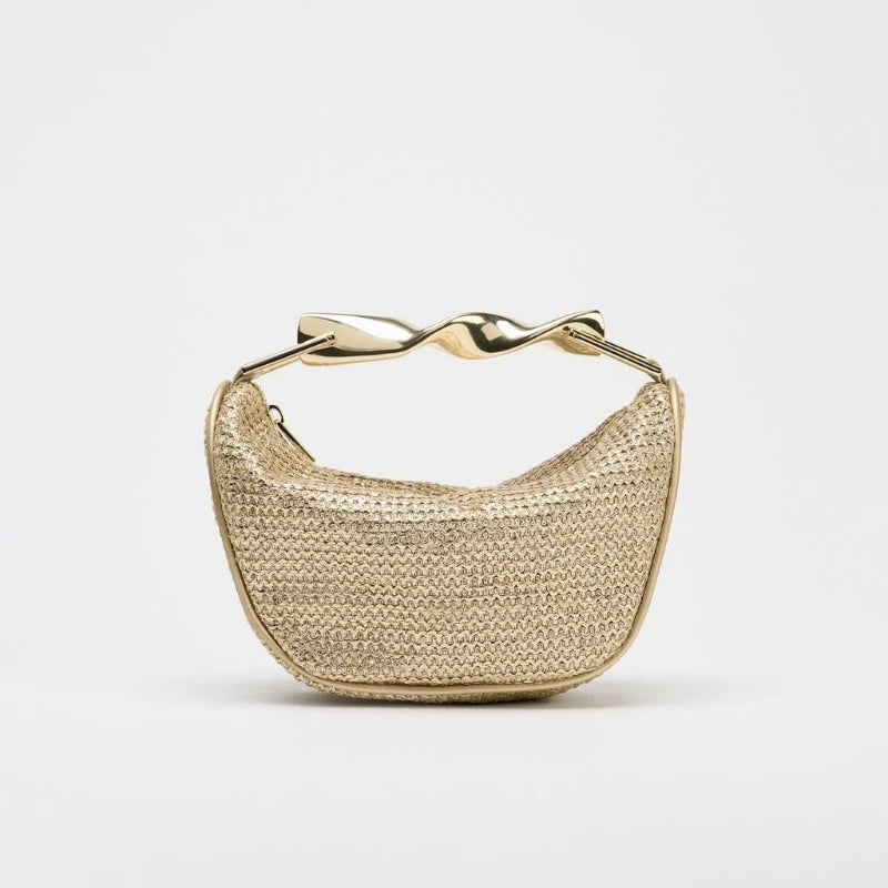 Summer Half-Moon Straw Shoulder Bag