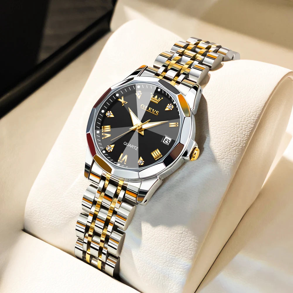 OLEVS Women’s Elegant Quartz Watch – Stainless Steel Luminous Date