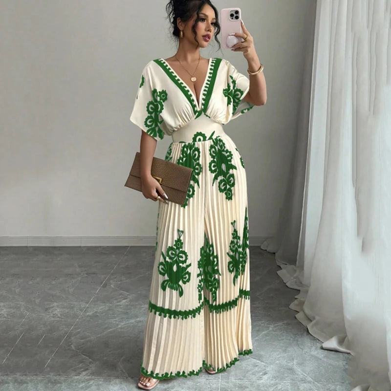 Casual Deep V Neck Backless Jumpsuit