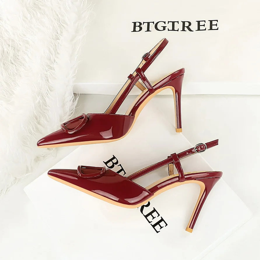 Leather Pointed-Toe High Heels