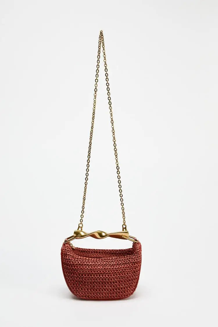 Summer Half-Moon Straw Shoulder Bag