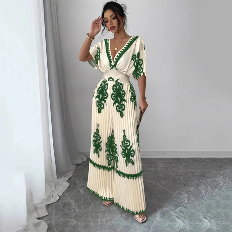 Casual Deep V Neck Backless Jumpsuit