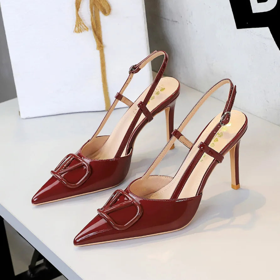 Leather Pointed-Toe High Heels