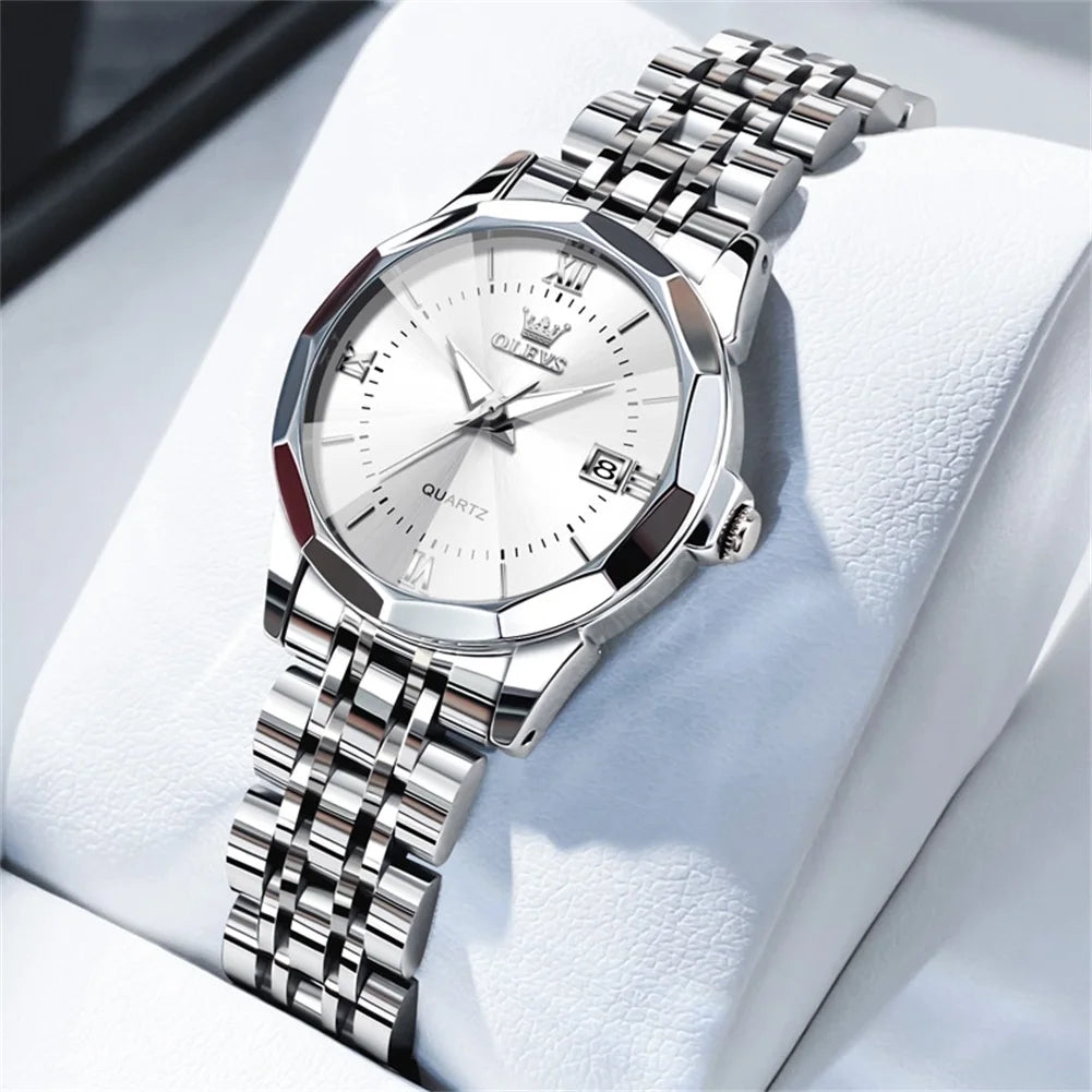 OLEVS Women’s Elegant Quartz Watch – Stainless Steel Luminous Date