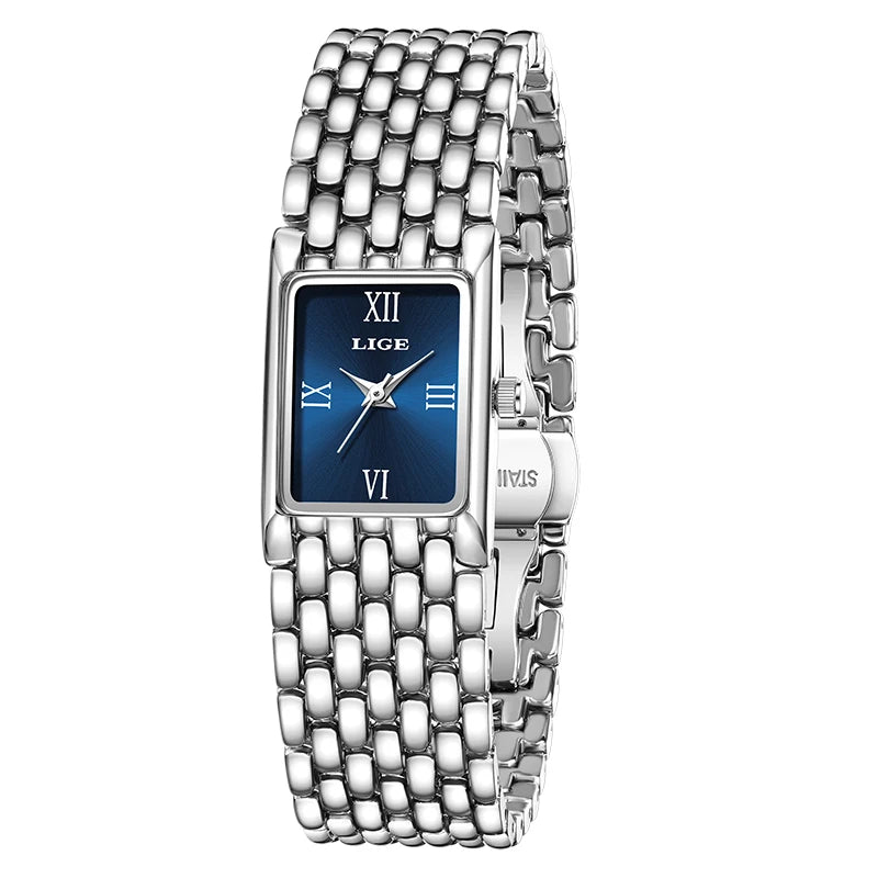 LIGE 2025 Women’s Gold Quartz Watch – Stainless Steel Bracelet