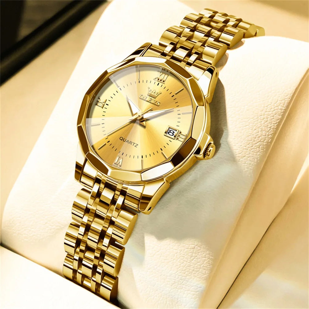 OLEVS Women’s Elegant Quartz Watch – Stainless Steel Luminous Date
