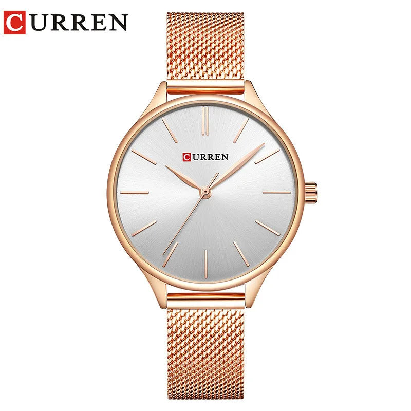 CURREN Women’s Luxury Quartz Watch – Stainless Steel Mesh Strap