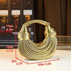 Women’s Luxury Handwoven Gold Handbag – Designer Rope Noodle Bag 2025