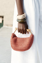 Summer Half-Moon Straw Shoulder Bag