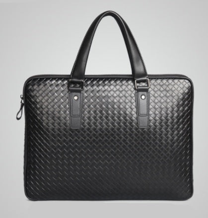 Men’s Luxury Leather Handwoven Briefcase – Large Business Laptop Tote Bag